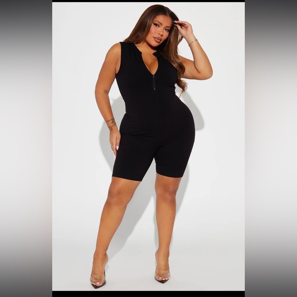 NWT Fashion Nova Zarah Snatched Romper ribbed black size 3X